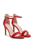 Red Suede Ankle-Strap Sandals