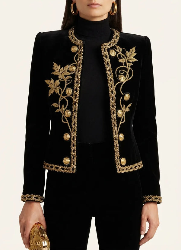 Velvet Gold-Embroidered Jacket
