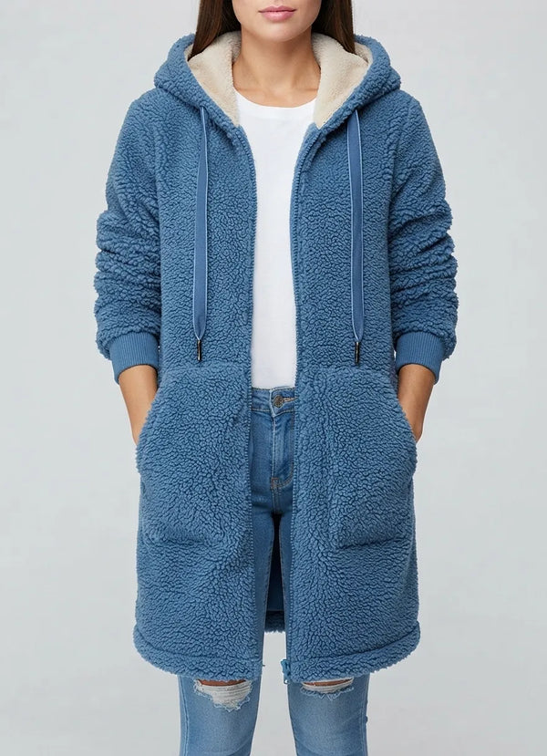 Longline Hooded Sherpa Fleece Coat