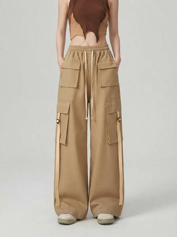 Women's Y2K Loose Cargo Pants Multi-Pocket High-Waist Streetwear Trousers