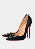Black Patent Leather Red-Bottom High Heels