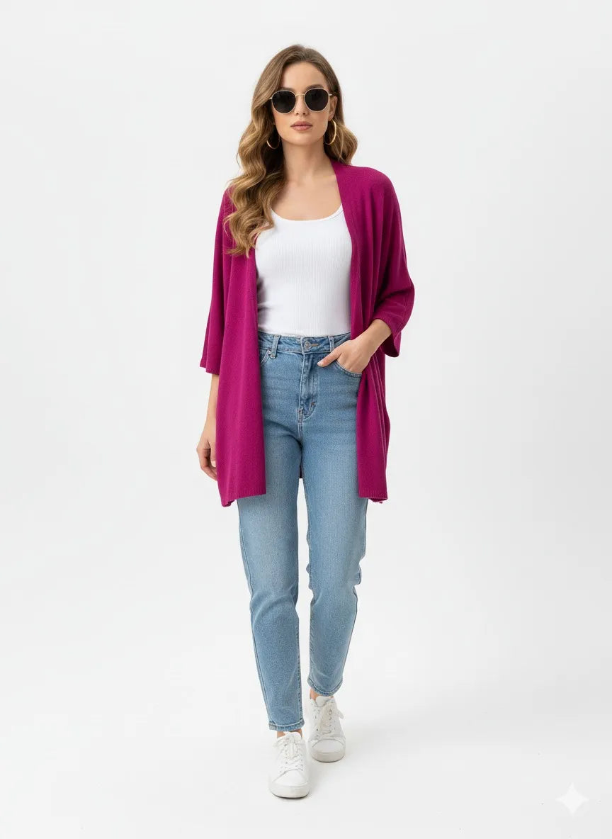 Blazer Style Cardigan Magenta