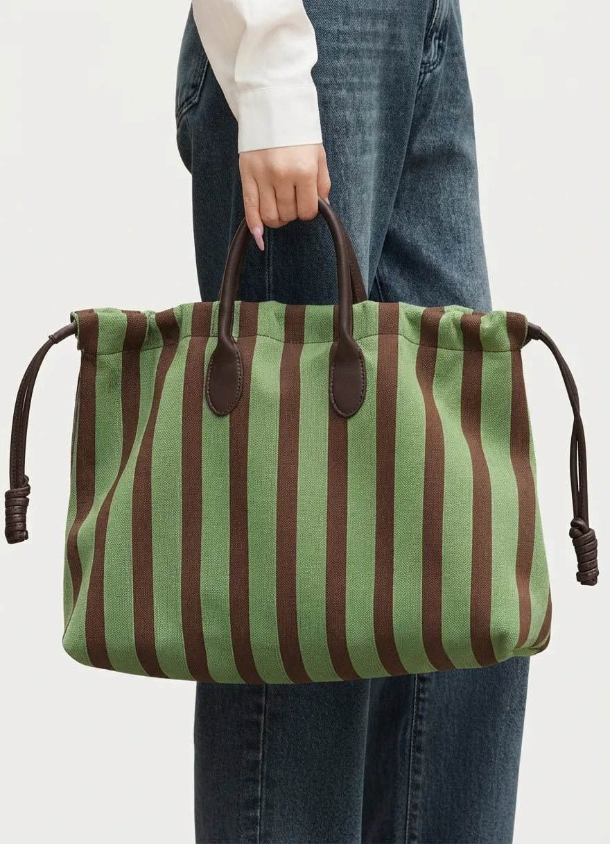Mixed Colors Striped Canvas Bag