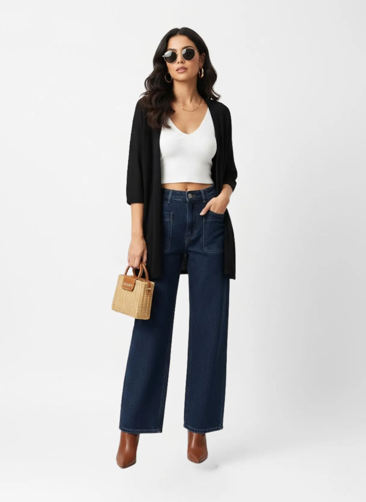 La Milano Dolman-Sleeve Cardigan Black