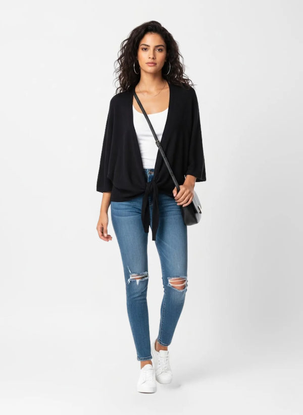 La Milano ShowMall Tie-Front Cardigan Black