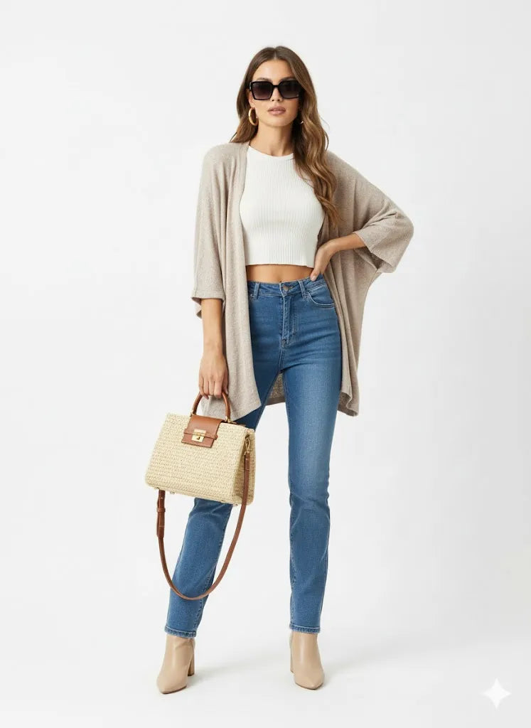 Blazer Style Cardigan Beige