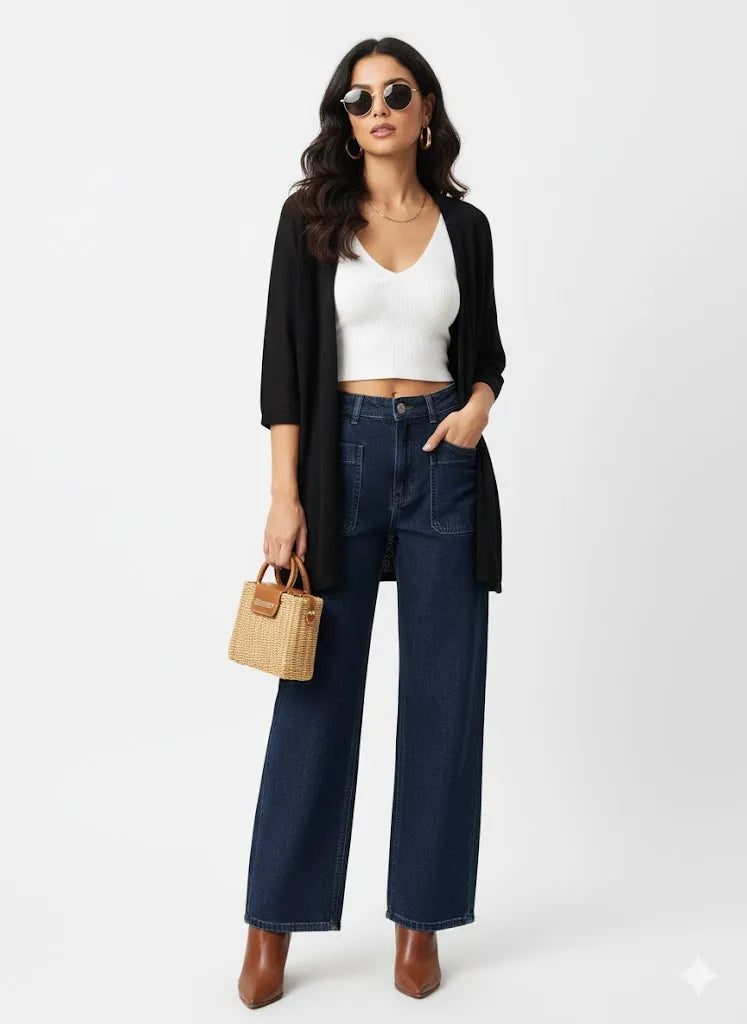 Blazer Style Cardigan Black