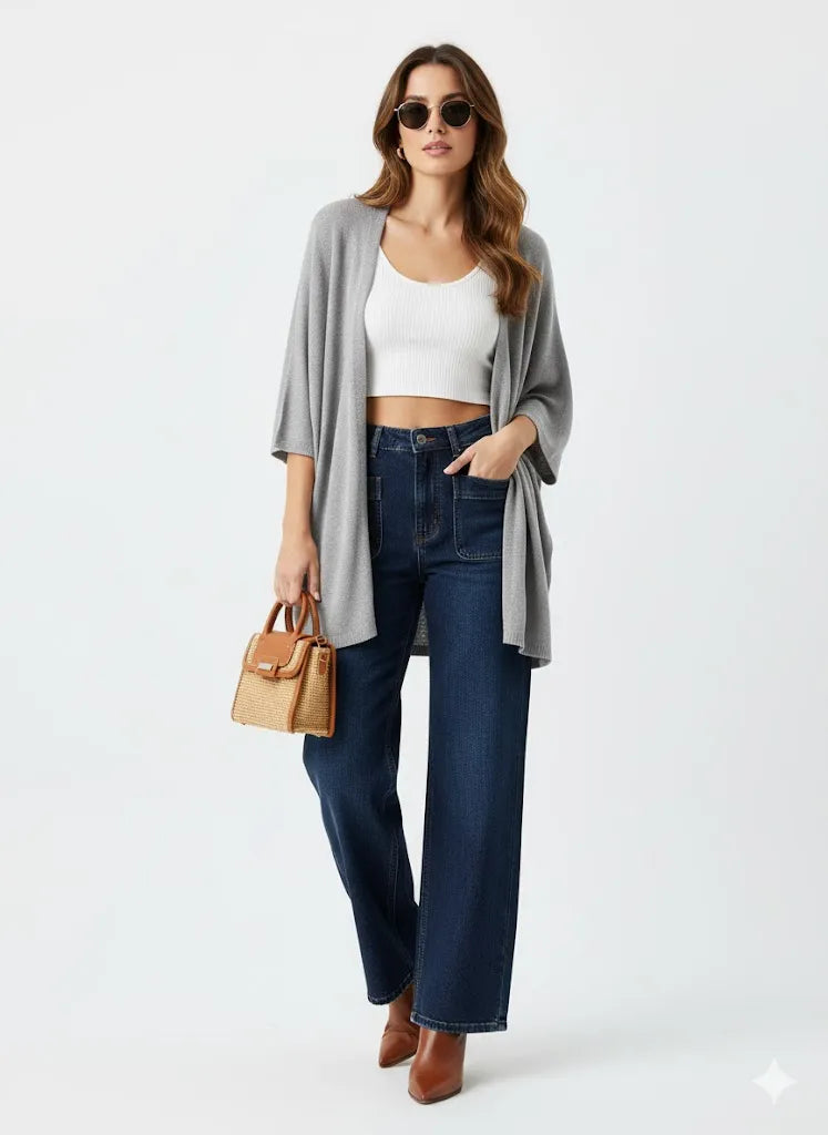 Blazer Style Cardigan Gray