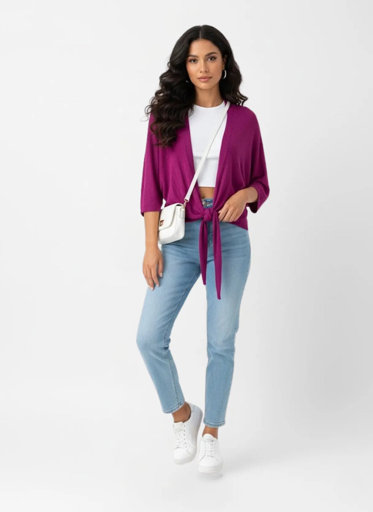 La Milano ShowMall Tie-Front Cardigan Magenta