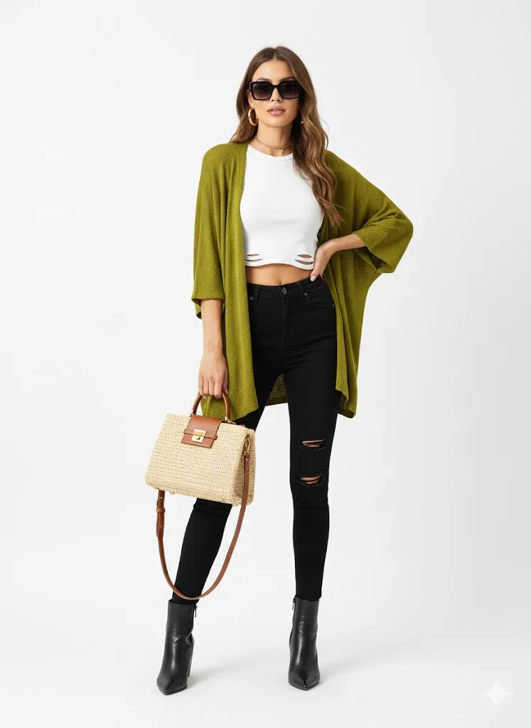 Blazer Style Cardigan Olive Green