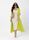 La Milano Long Roll-Up Sleeve Cardigan Parrot Green
