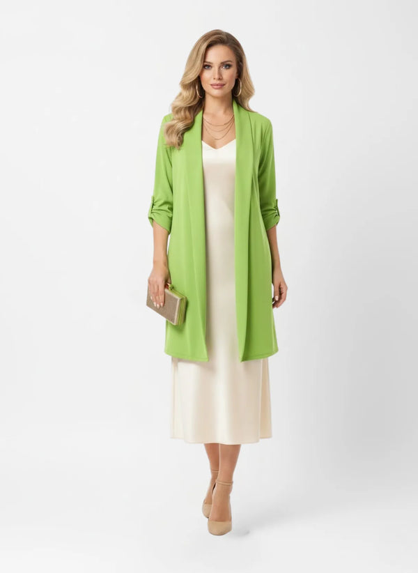 La Milano Roll-Up Sleeve Cardigan Parrot Green