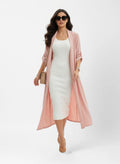 La Milano Long Roll-Up Sleeve Cardigan Peach