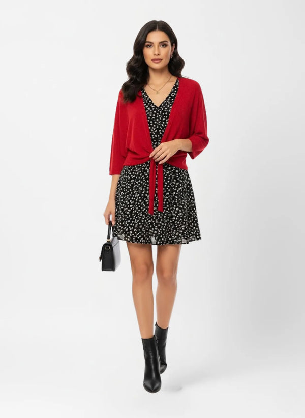 La Milano ShowMall Tie-Front Cardigan Red