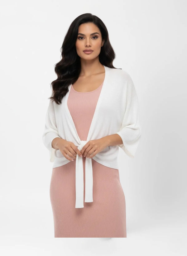 La Milano ShowMall Tie-Front Cardigan White