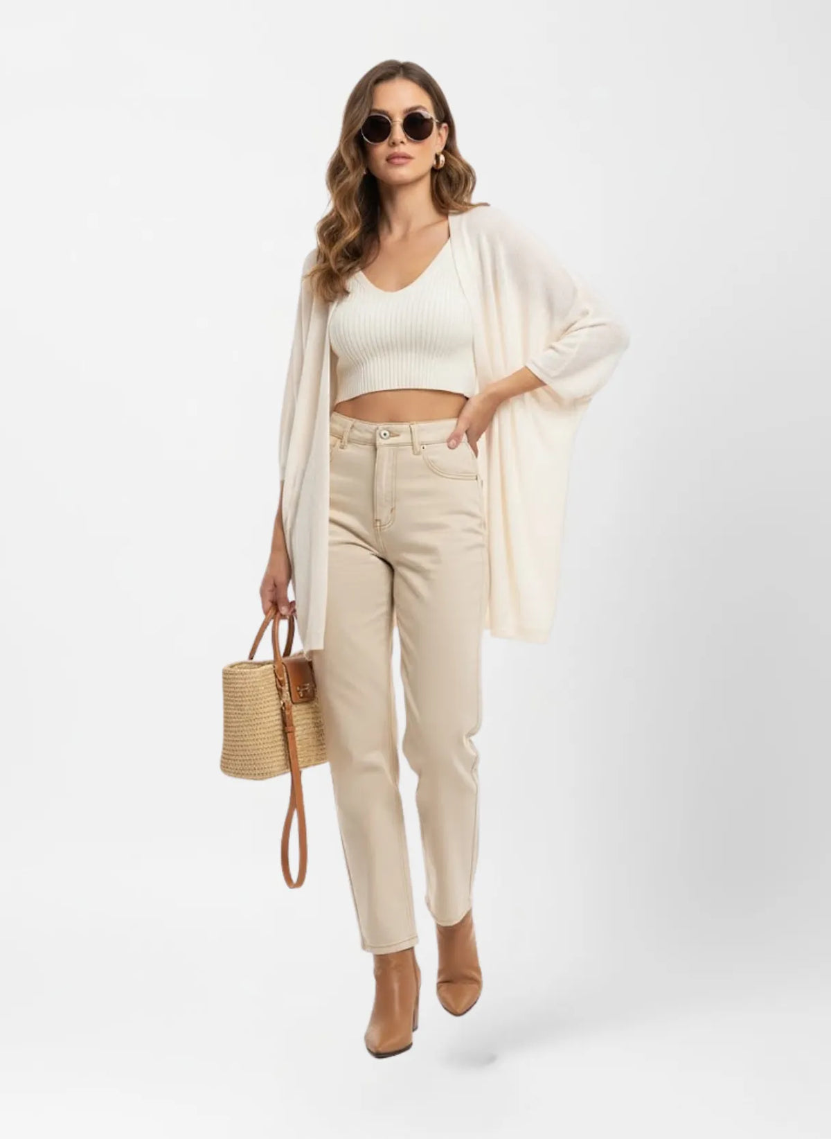 La Milano Dolman-Sleeve Cardigan White